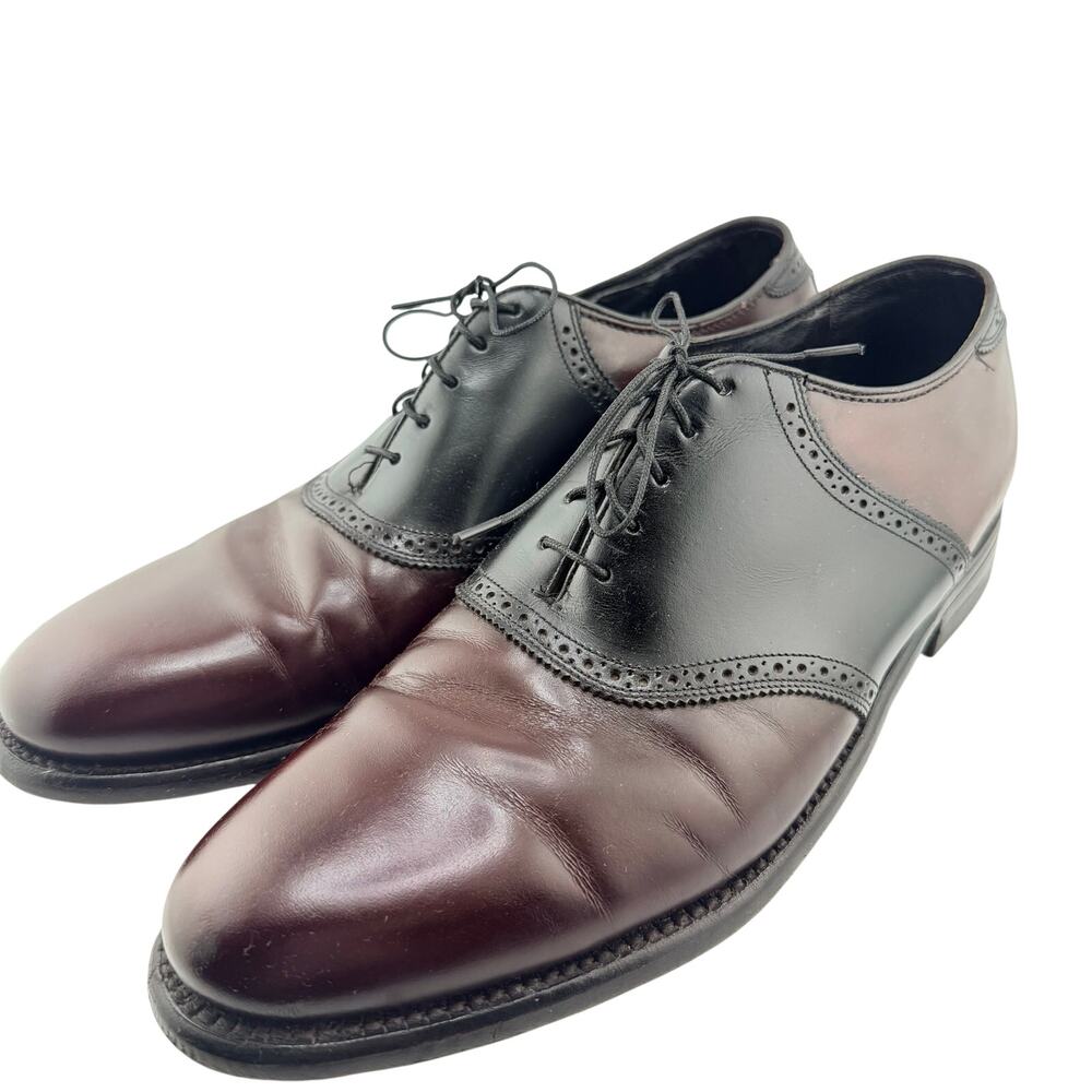 Florsheim Oxblood and Black Leather Saddle Oxford Mens Size 11 Dress Shoes